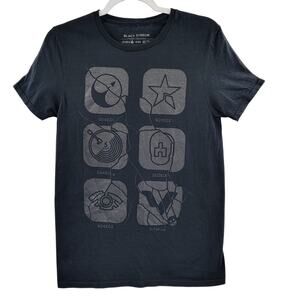 Netflix Show Black Mirror House of Tomorrow Black on Black Symbols T-Shirt Sz S